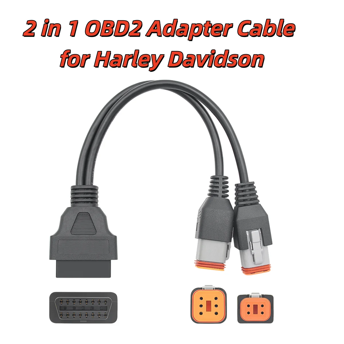 2 in 1 OBD2 Adapter Cable for Harley Davidson 4 Pin 6 Pin Motorcycle Diagnostic Scanner Tool 16 Pin to 4+6 Pin for ELM327 Reader