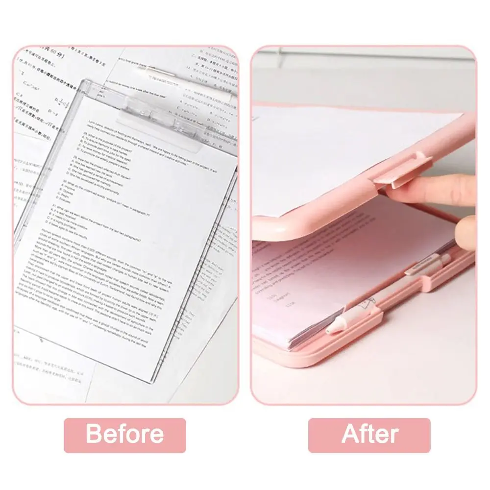 Durable Multifunctional A4 Folder Clamp Storage Box Large Capacity Writing Storage Integrated Document Board Clamp Writing Pad