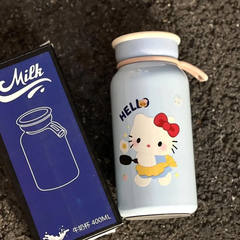 Sanrio Hello Kitty 400Ml Stainless Steel Thermos Kawaii Kuromi Cinnamoroll Melody Kids Vacuum Flask Water Bottle Tumbler