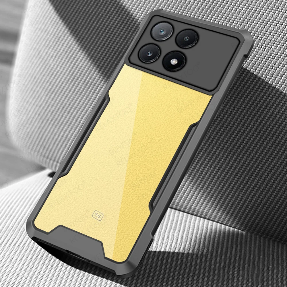 For Xiaomi Poco X6 Pro Case Acrylic Transparent Armor Shockproof Cover PocoX6 PocoX6Pro Poxo Little X6Pro X6 5G Protection Coque