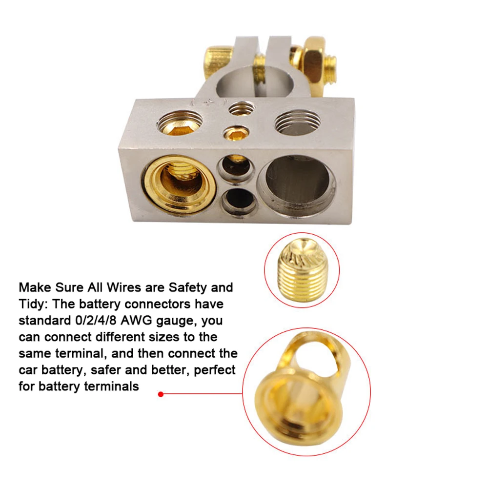 موصلات طرفية لبطارية السيارة 0/2/4/8 مقياس AWG مشابك طرفية للبطارية السلبية الإيجابية رؤوس بطارية تعديل صوت السيارة #5