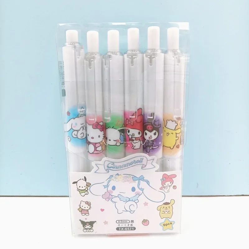 Imagem -05 - Sanrio Cartoon Gel Pen Olá Kitty Pochacco Imprensa Canetas Papelaria Estudante Material de Escritório Atacado 0.5 Preto 24 Pcs