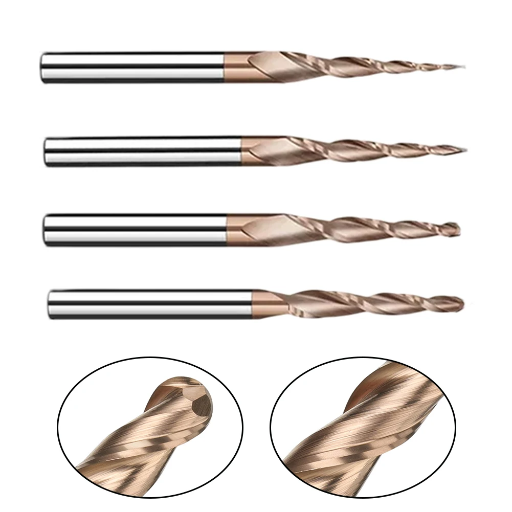 Fresa a punta sferica per intaglio 3D per la lavorazione del legno, gambo da 6,35 mm, 2 flauti, ritenzione dei bordi, resistente al calore, carburo di alta qualità