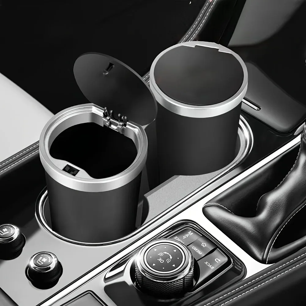 

ABS Compact Leakproof Mini Car Trash Can with Easy-Press Pop-Up Lid, Durable Odor-Blocking Waterproof Bin Fits Cup Holder Storag