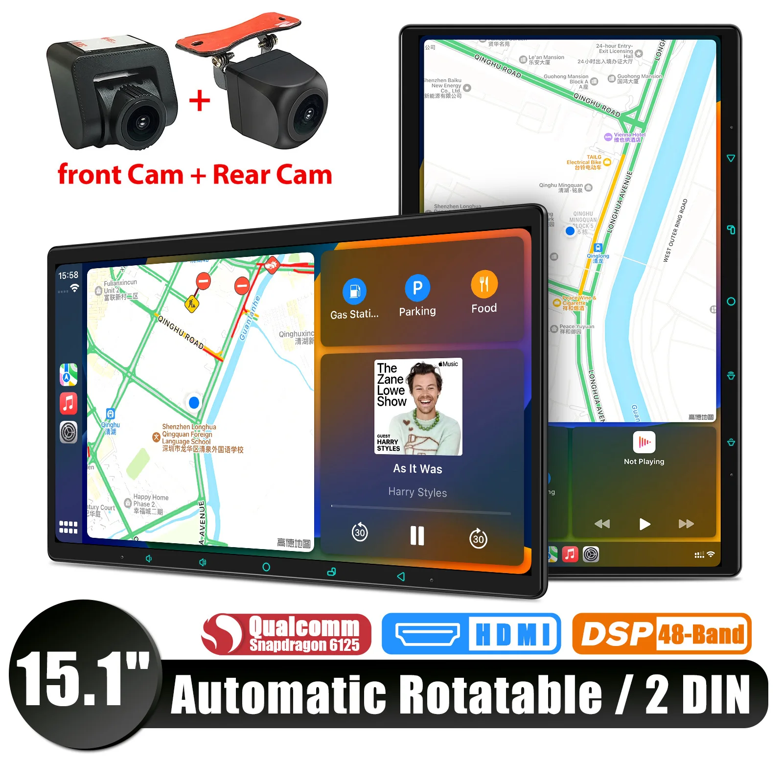 JOYING Upgrade 15.1Inch Big Screen 8G 128G Android Car Radio Stereo Multimedia Player Carplay With Automatic Rotatable Screen