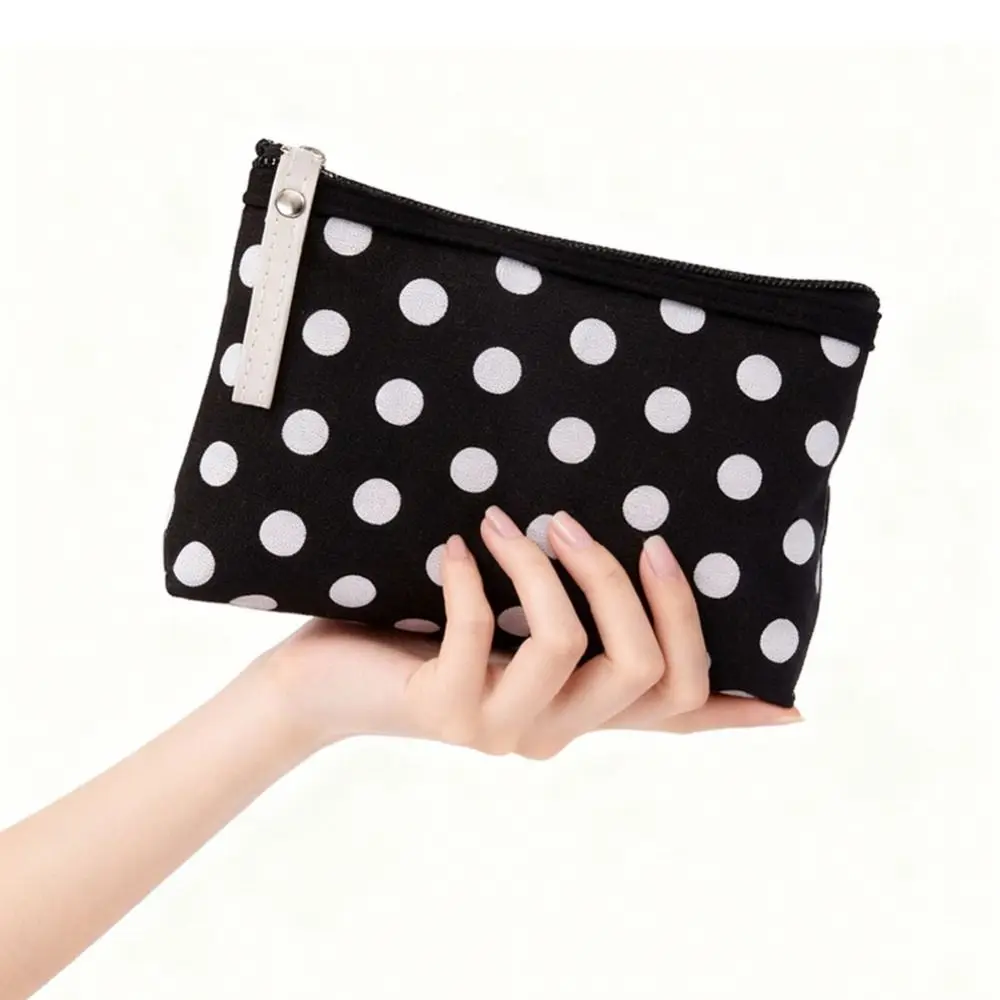 

Multifunctional Canvas Dot Makeup Bag Portable Skincare Storage Cosmetic Bag Simple Travel Storage Bag Daily Storage