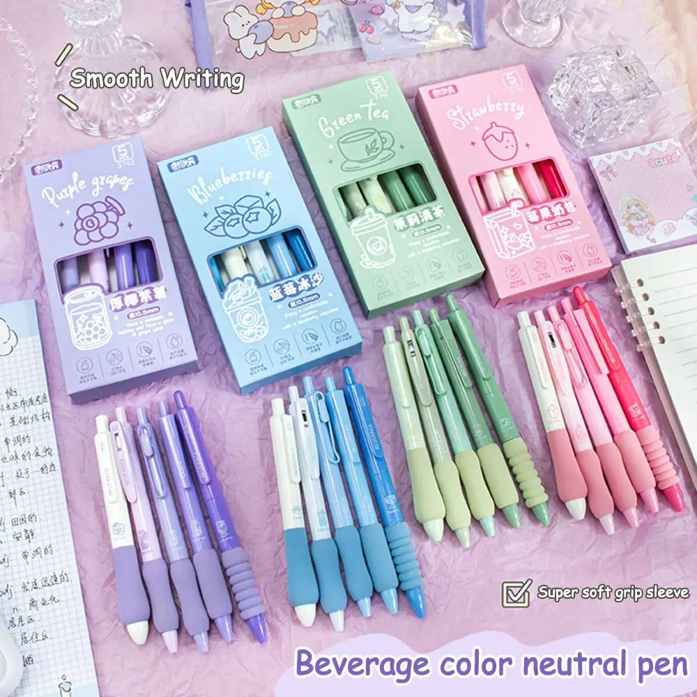

5 шт./компл., гелевая ручка с мягкой ручкой, 0,5 мм, черная нейтральная ручка, быстросохнущая ручка для подписи, студенческая шариковая ручка, инструменты для письма