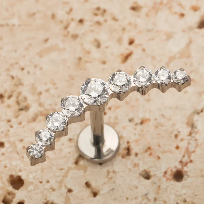 ZOOR F136 قوس التيتانيوم واضح تشيكوسلوفاكيا داخليا الخيوط Labret العنقودية متسلق مسمار اللولب الزنمة الغضروف مسمار ثقب مسطح