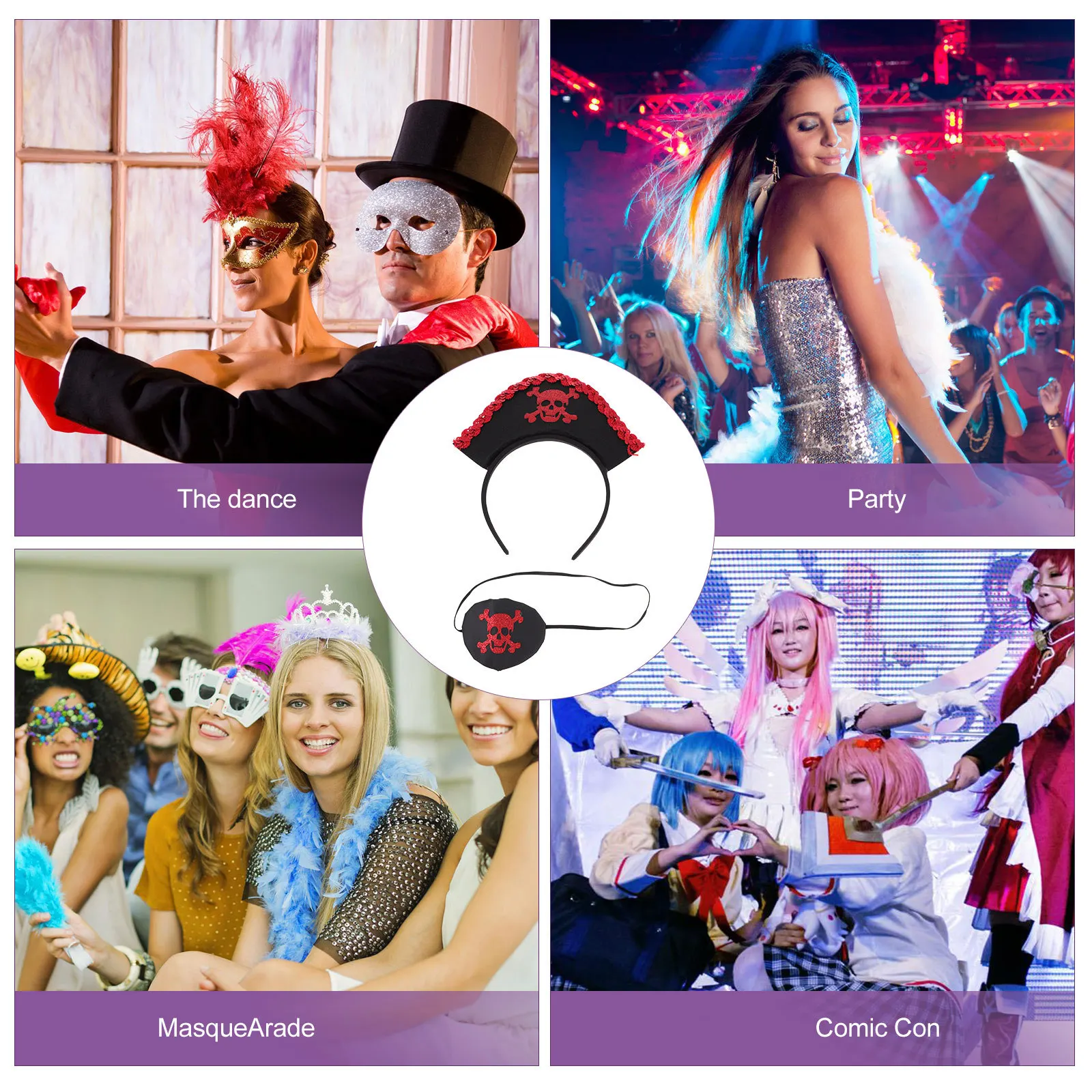 

1 комплект, головной убор с пиратским черепом на Хэллоуин, маска для глаз, набор нарядов, костюм, аксессуары для косплея, набор пиратских нарядов