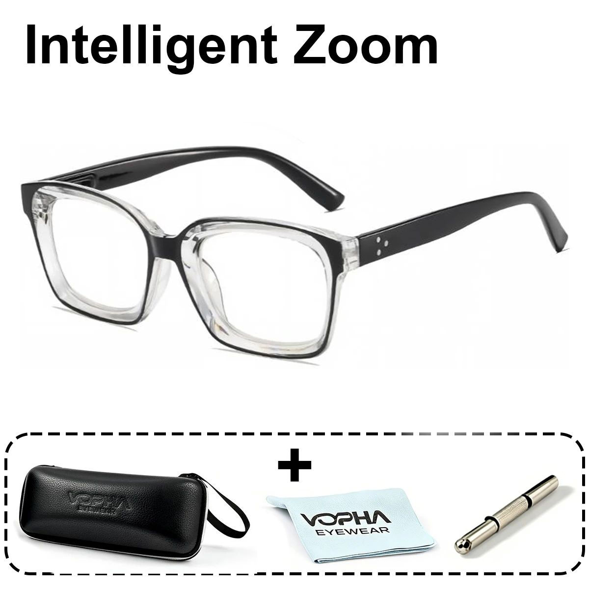 Smart Focus Reading Glasses Auto Zoom Presbyopia Eyewear Blue Light Blocking HD Lens Comfort Fit for Daily Use New Arrival L29