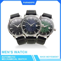 40MM Men's Watch NH35 Luxury Business Automatic Watch Sport Leather Waterproof Black Clock Relogio Masculino