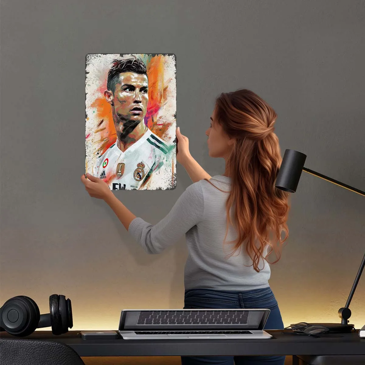 Cristiano Ronaldo Portrait Tinplate Sign Sports Metal Poster Room Decoration Home Custom Metal Signs for Wall Art Decoration