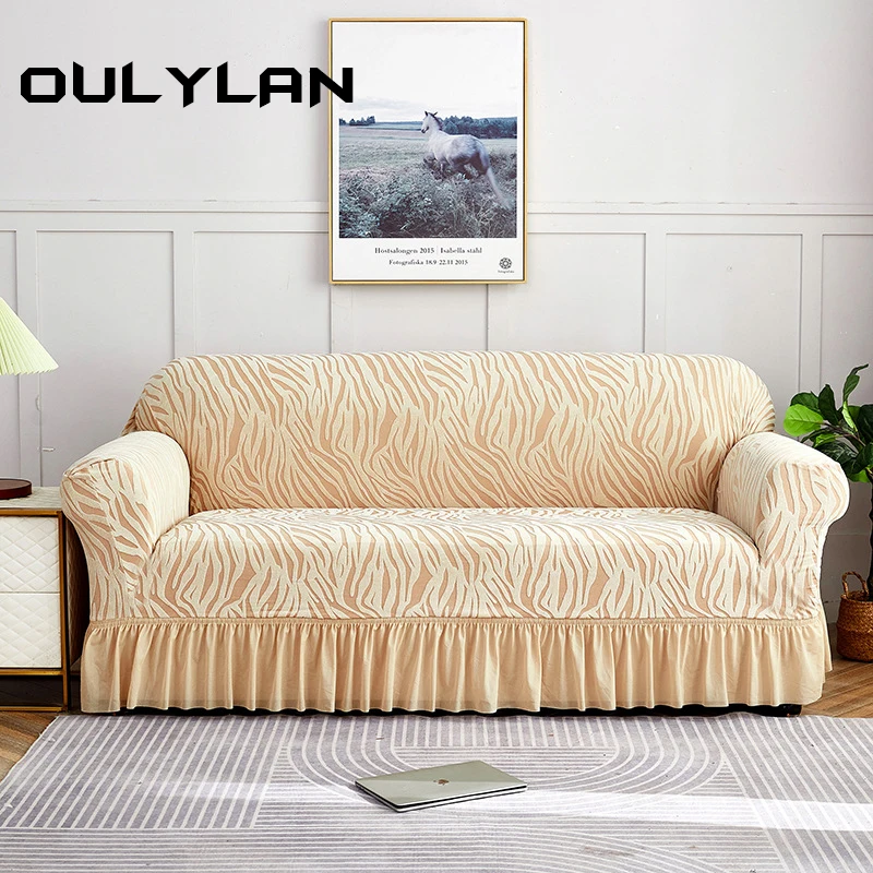 Oulylan Thick Cationic Skirt Sofa Cover Single Double Three-Seater Elastic All-inclusive Dustproof Sofa Cover