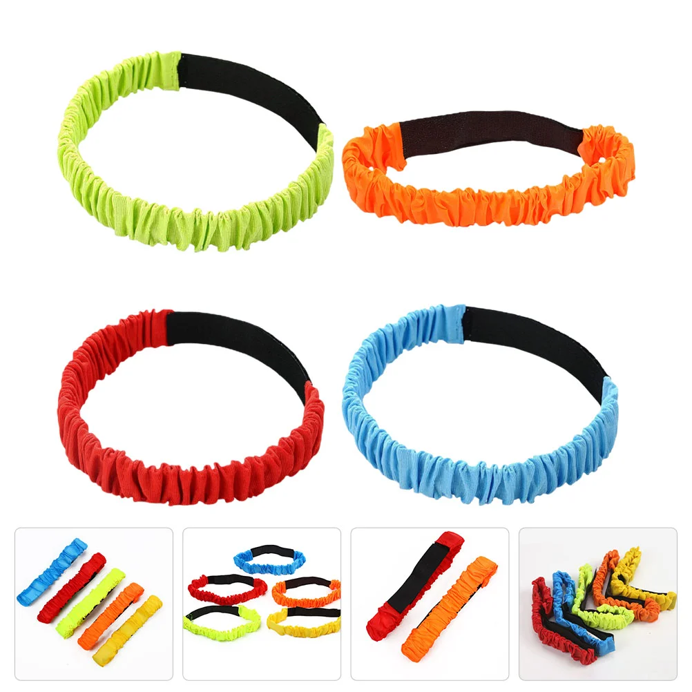 4 Pcs Two-person Three-legged Strap Teamwork Training Bands Elastic Tie Ropes Supple Game Props Race Interaction