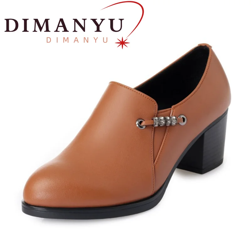 

DIMANYU Women Office Shoes Genuine Leather 2024 Spring High-heeled Sexy Women Dress Shoes Plus Size 41 42 43 Women Party Shoes