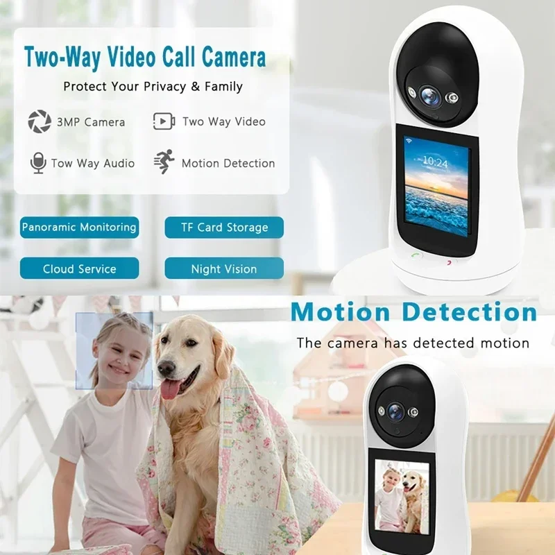iCSee IP Camera Baby Monitor PTZ 2.4G HZ Wifi Cameras Video Call with 2.8 Inch IPS Screen Baby Cry Sound Detection Security