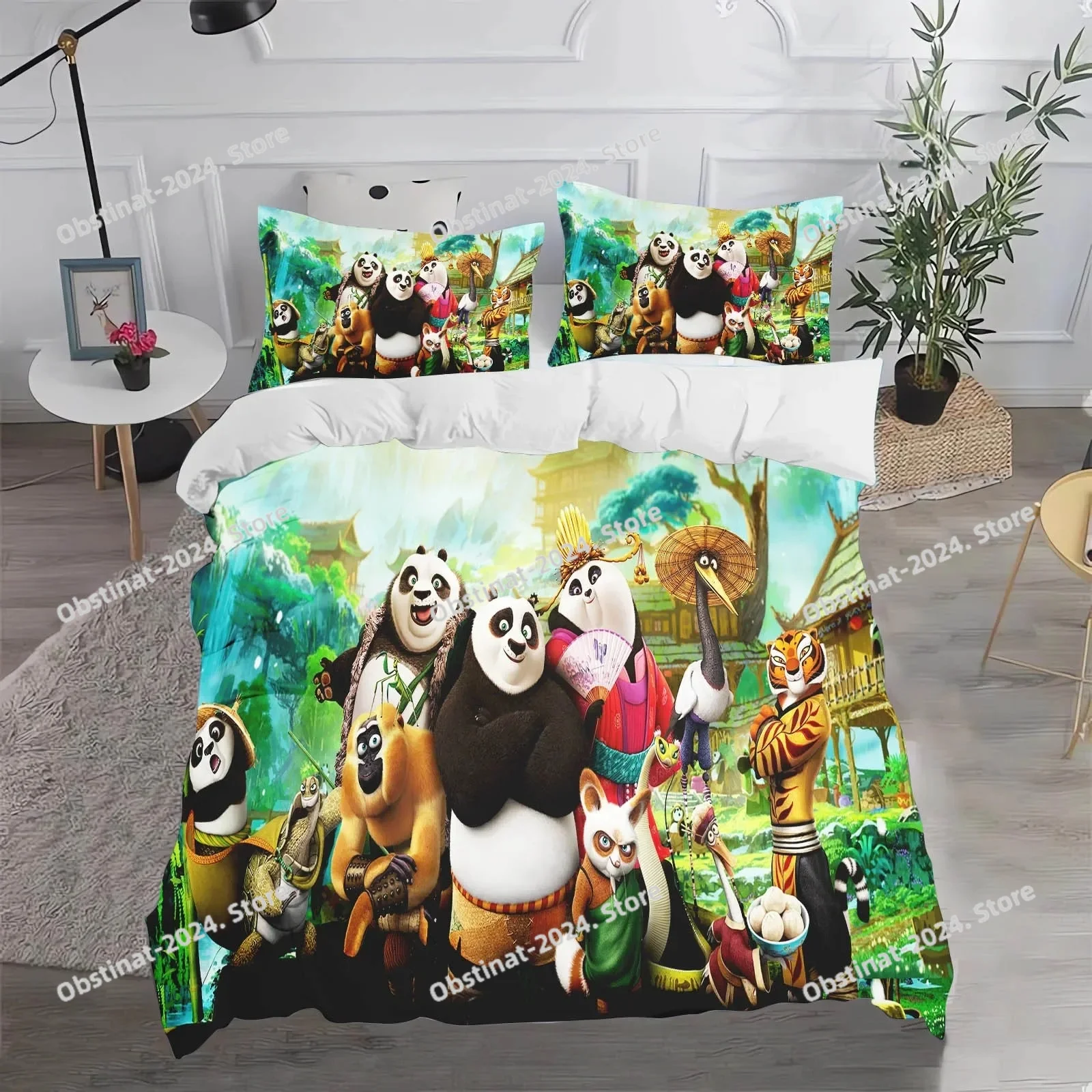 

Fashion Kungfu Panda Home Anime 3-Piece Set 1 Quilt Cover 3D Children'S Bedding With Pillowcase Suitable For Children And Adults