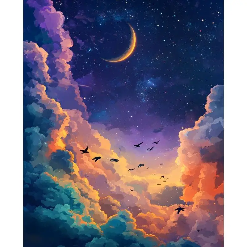 

PhotoCustom Paint By Number Kits Colorful Clouds Handpainted Diy Picture By Number Home Decor For Living Room Gift