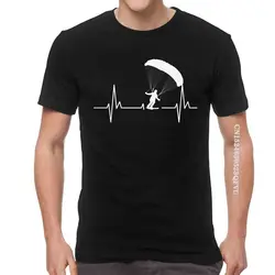 Male Speedgliding Heartbeat Paragliding Ski T Shirts Fashion Paramotor Parachute Tshirt Cool T Shirt Cotton Oversized Tee Men