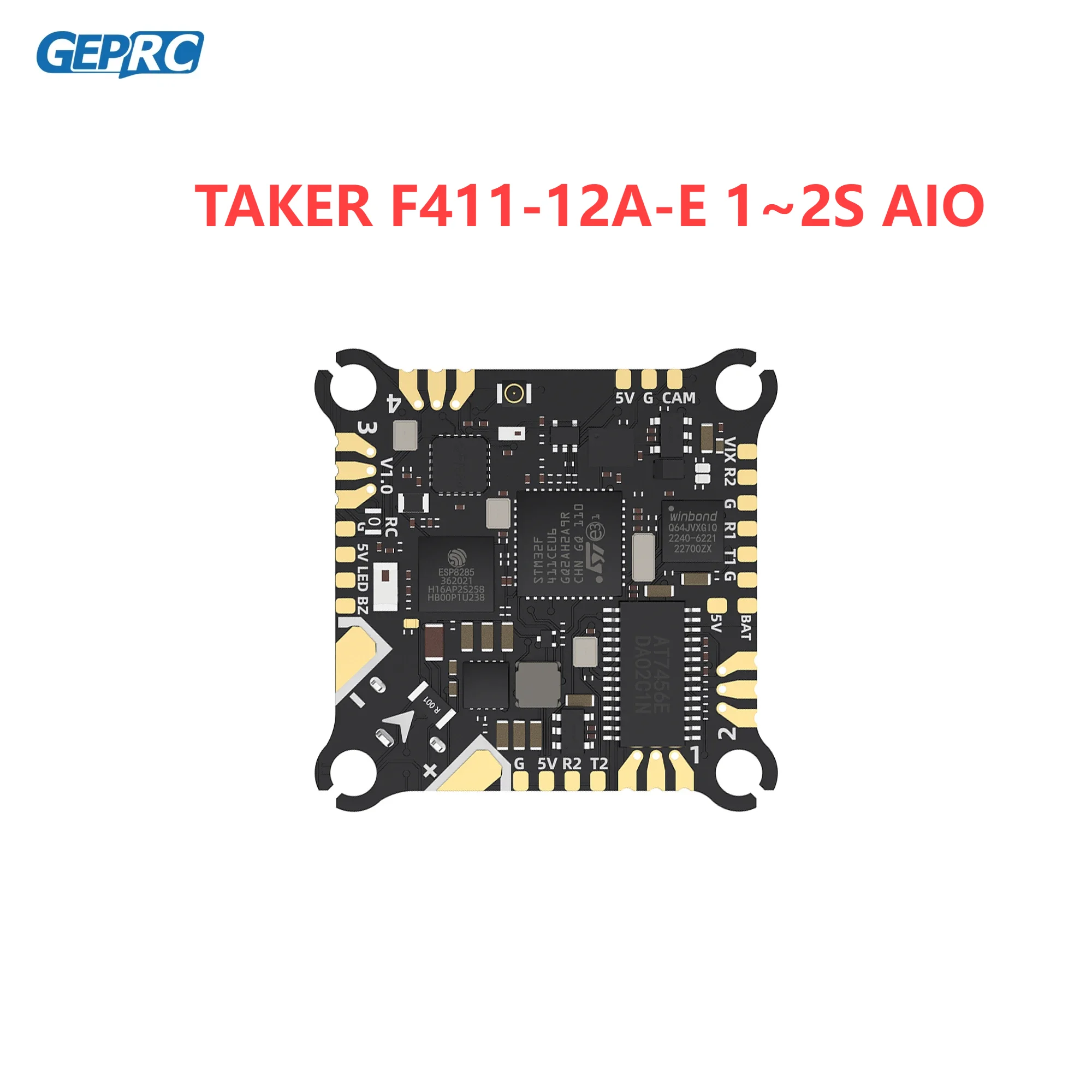 GEPRC TAKER F411-12A-E 1~2S AIO 1-2S Blackbox 12A ESC Transmitter Flight Control System RC FPV Racing Drone for 1.2-2inch Whoop