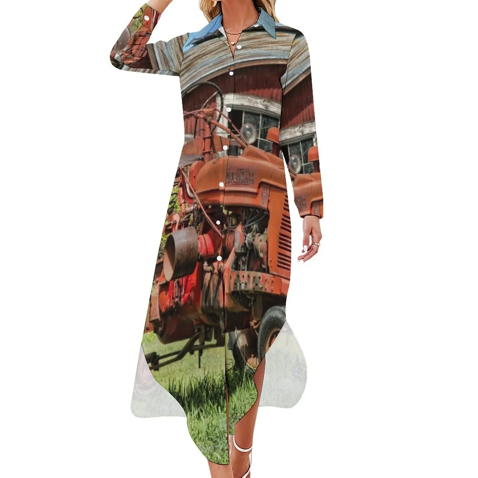 

1952 Farmall Tractor Long Sleeved Shirt Dress evening dress woman Women long dress african dresses for woman