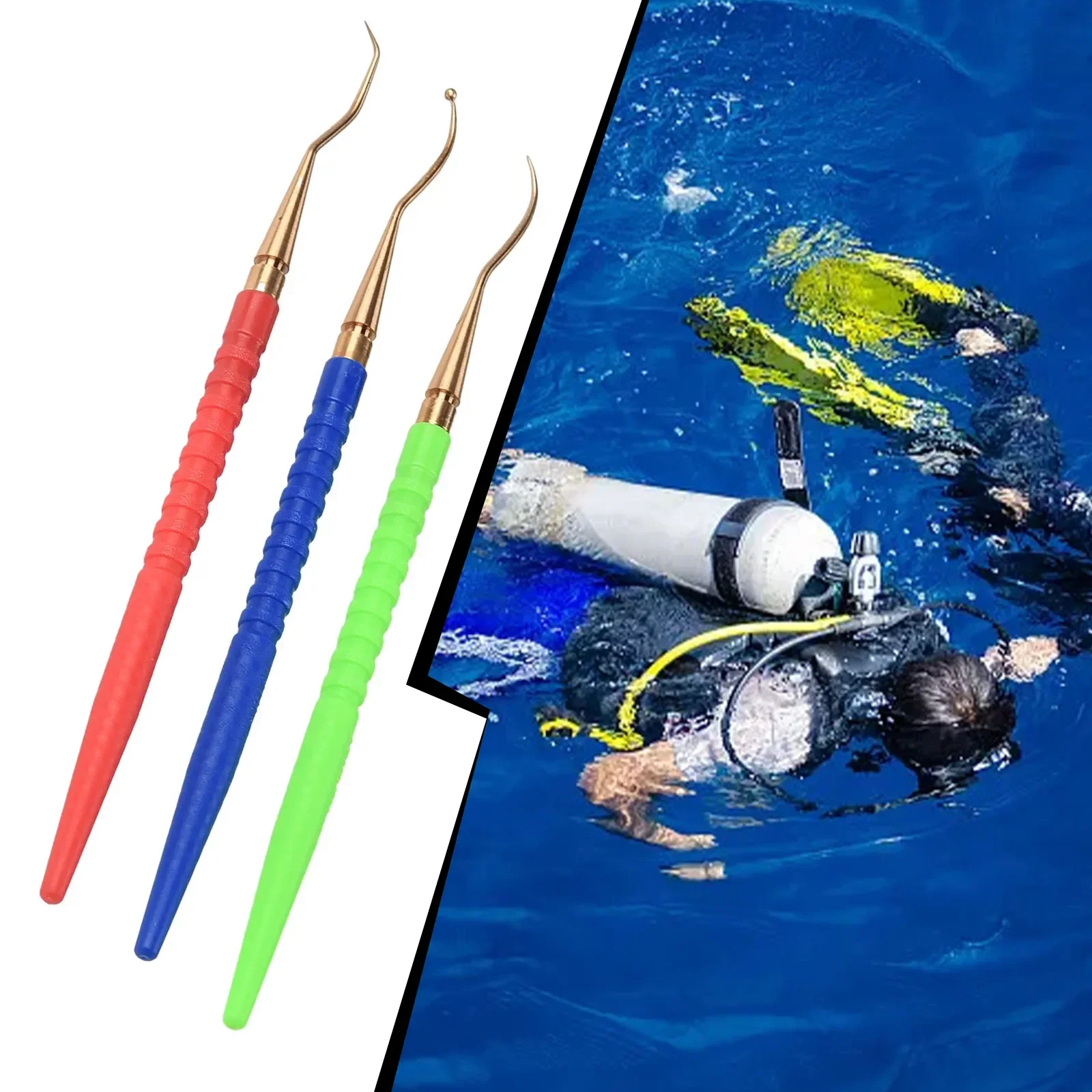 3Pcs Regulator Scuba Diving Repair Tool O-Ring Remover Handle Brass Pick Hooks Scuba Diving Accessories 14.5cm/5.7inch