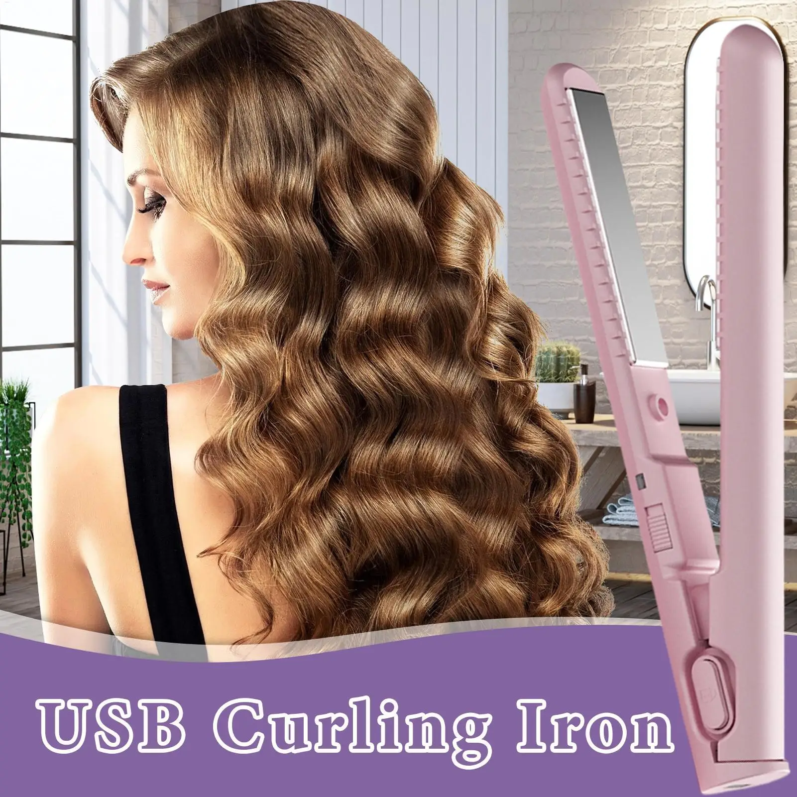 Hair Straightener and Curler 2 in 1 Portable Hair Straightener Cordless Curling Iron USB Charging 2-in-1 Curling Wand & Flat