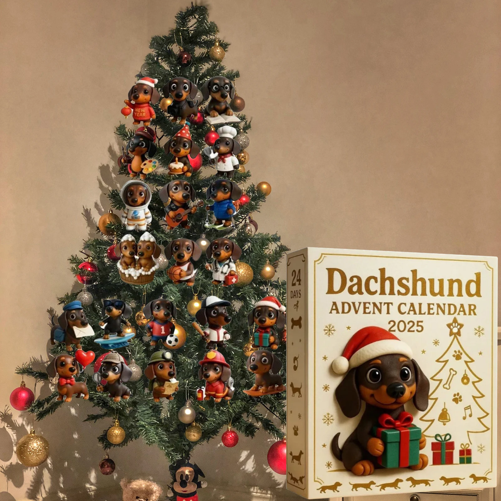 

2025 Christmas Advent Calendar Multi-Purpose Mini Figurine Mystery Box 24 Days Decorations Toy Surprise Box for Home Decor