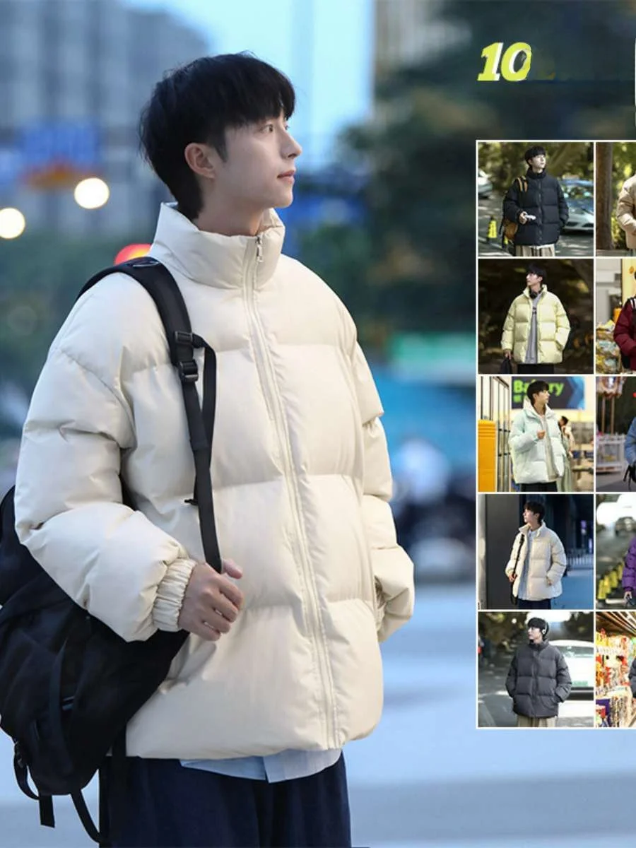 فضفاضة تناسب Thiened القطن Jaet الوقوف طوق الخبز Sle المرأة معطف بسيط الكورية الأمريكية لون نقي شتاء وصول جديد #1