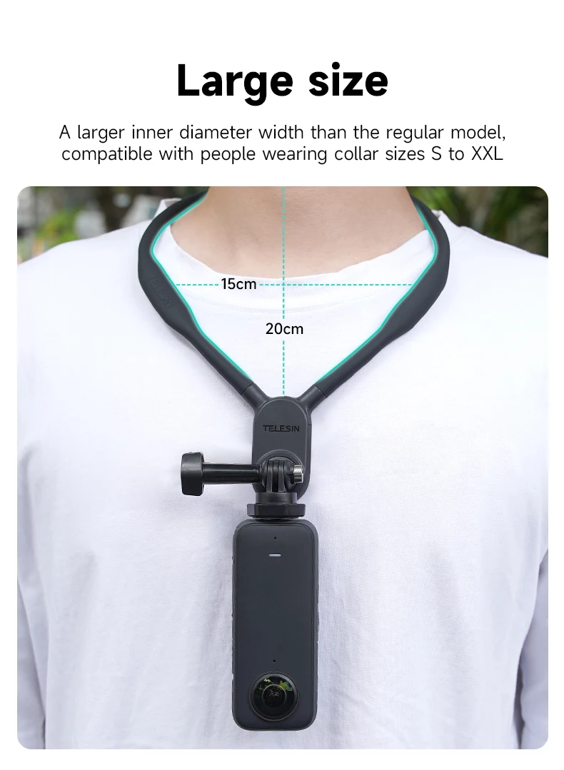 TELESIN Silicone Magnetic Neck Mount Quick Release Holder for GoPro Hero11 10 9 8 7 6 5 Insta360 DJI Osmo Action Phone Accessory