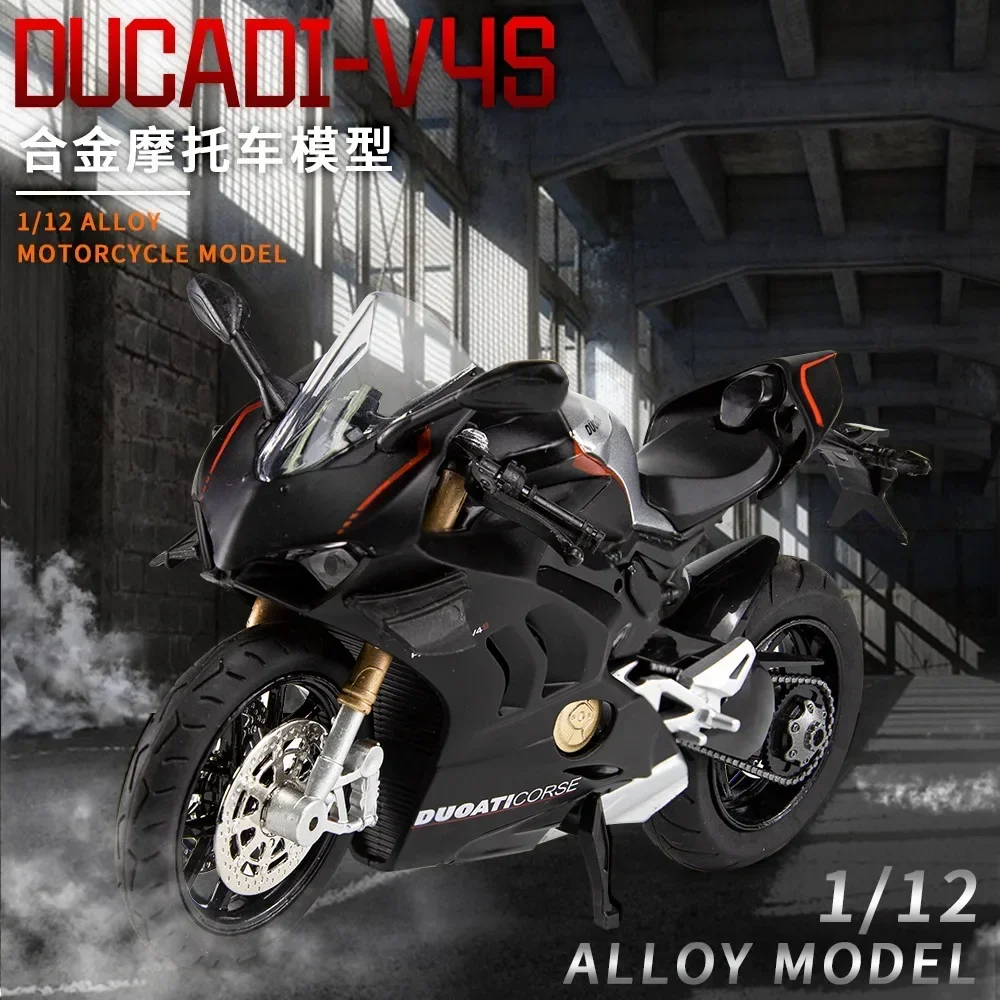 1:12 DUCATI V4S motorcycle High Simulation Diecast Metal Alloy Model car Sound Light Collection Kids Toy Gifts M17