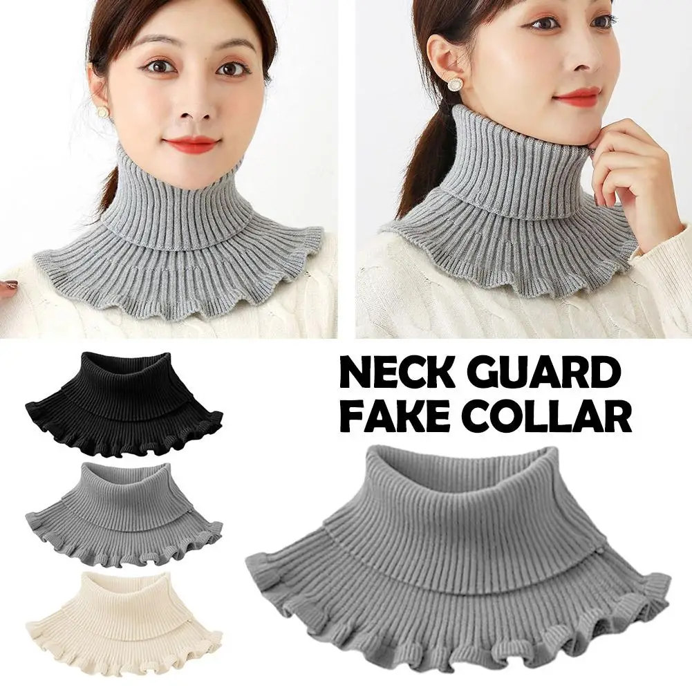 Women High-neck Fake Collar Scarf Turtleneck Knitted Detachable Knitted Scarf Winter Collar False Collar Fake Windproof Fak A3J6