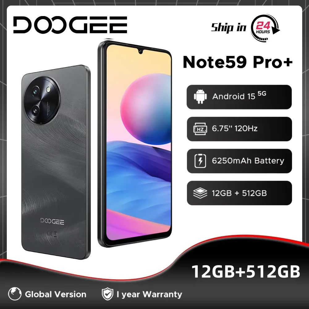Global Version DOOGEE Note59 Pro+ 5G Smartphone 6.75
