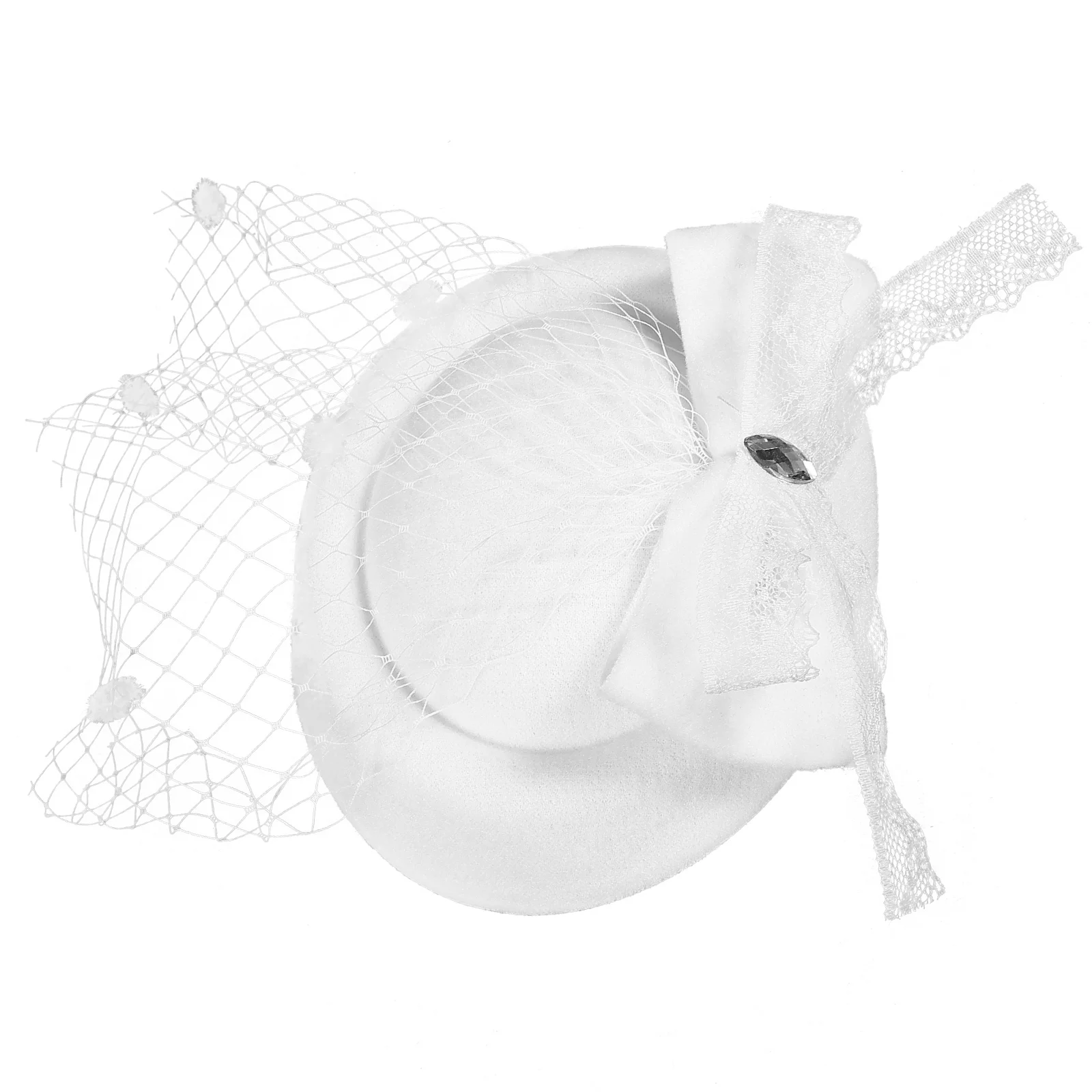 

Elegant Fascinator Hat White Gauze Wedding Hair Accessories Bridal Headwear Party Bride Hat Decoration Lace Mesh Tea Women