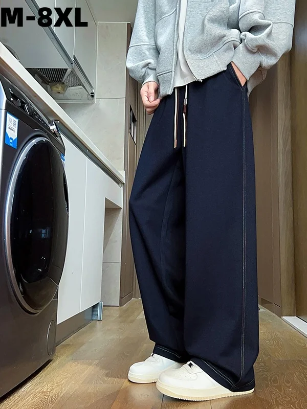 

Мужские джинсы прямого кроя больших размеров, повседневные, свободные, для осени и зимы, альтернатива джинсам, удобные, модные, больших размеров