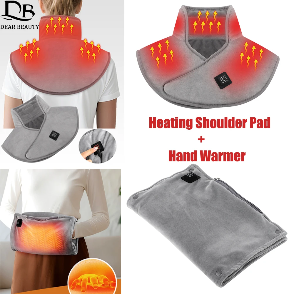 

Электрическая грелка для плеч и шеи и грелка для рук, зимний теплый инструмент, 3-уровневая повязка с USB-подогревом для спины, шейная термошаль