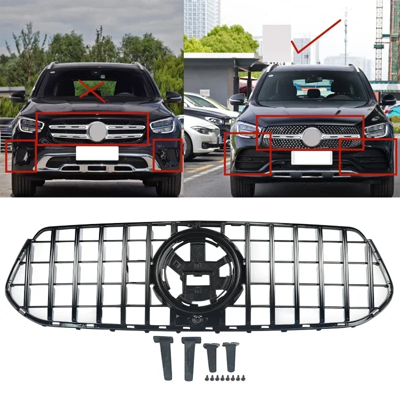 GT Style Middle Front Grille Bumper Grill GLE W167 Coupe Grill for Mercedes Benz C167 X167 Gle350 300d 450 Accessories 2020-2022