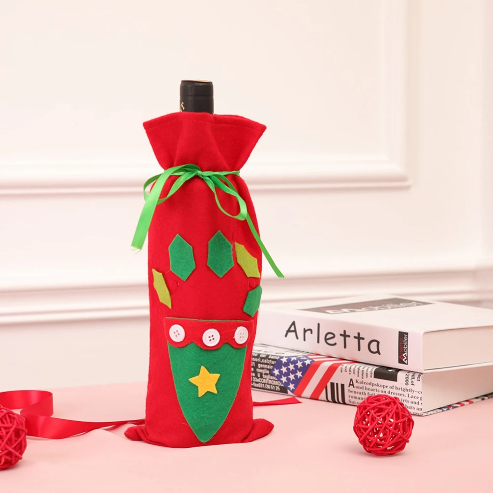 

Bottle Cover Bright Color Holiday Decorations Gift Bag Protector Christmas Party Supplies Home Festive Atmosphere