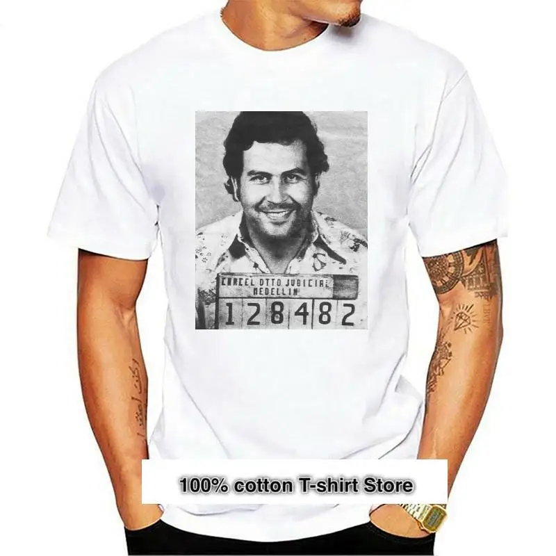 New Hot 2024 Fashion Black Cotton Pablo Escobar Mugshot Premium-T-Shirt ,King of Coke,Don Pablo,Drugs,Custom T Shirts Online