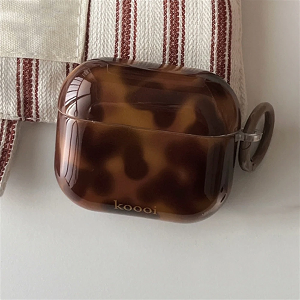 Capa de Fone de Ouvido Kawaii 3D bonito com chaveiro, padrão âmbar, escudo protetor, estojo macio para Airpods 1, 2, 3, Airpods Pro 2, luxo