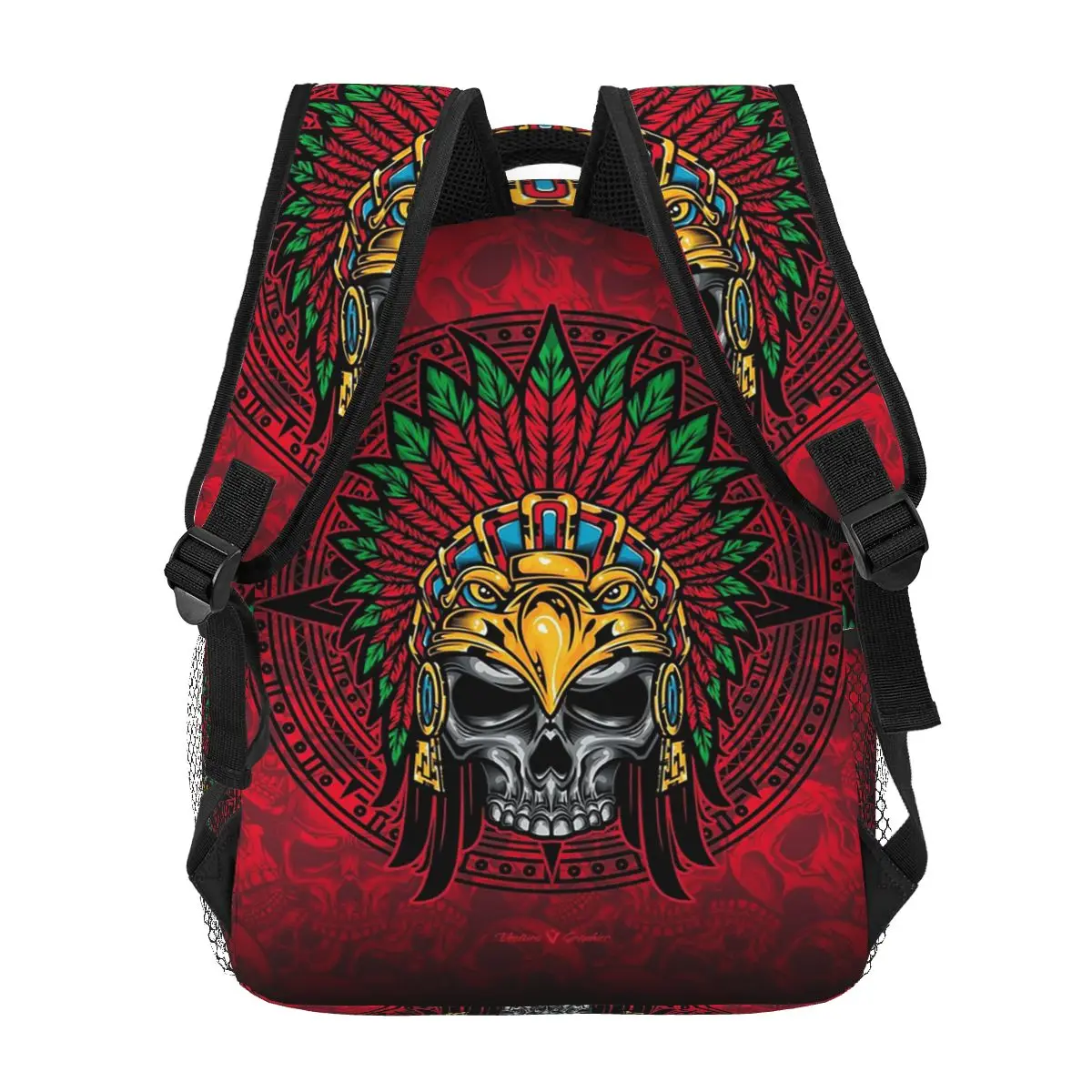 Aztec Eagle Knight Skull กระเป๋าเป้สะพายหลังชายหญิง Bookbag นักเรียนโรงเรียนกระเป๋าการ์ตูนแล็ปท็อป Rucksack กระเป๋าสะพายขนาดใหญ่ความจุ