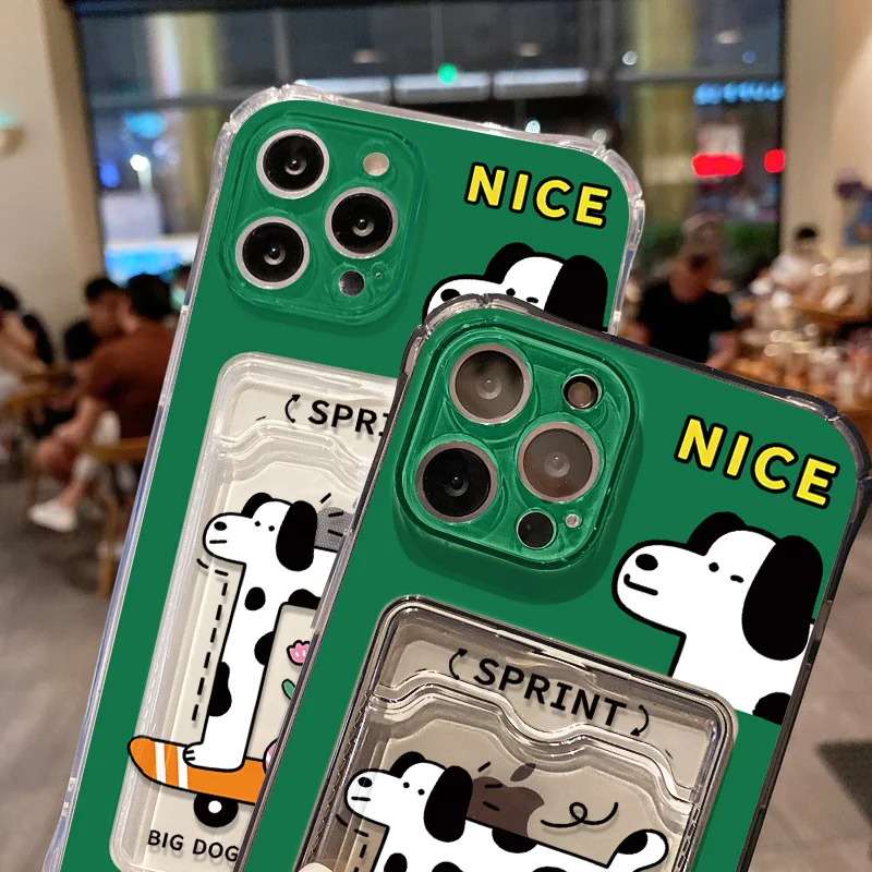 Card Holder Phone Case For iPhone 11 13 16 Pro Max 15 14 12 16promax 15promax  Transparent Soft Silicon Shockproof Funda Covers