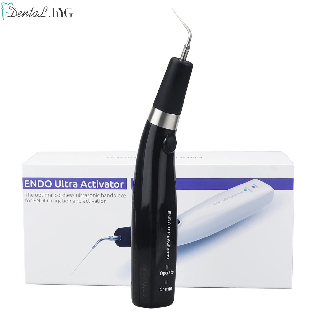 Dental Endo Ultra Activator Endo Irrigator Handpiece with 6 Tips 40-50Khz 1500mAh Cordless Ultrasonic Activator Black