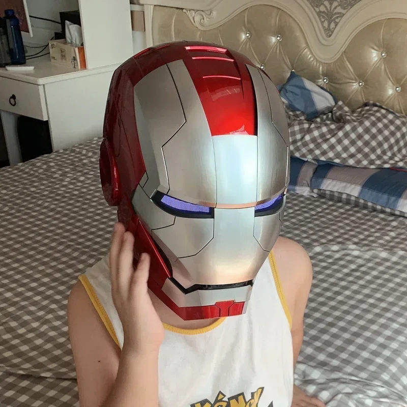 Hot Marvel Mk5 Helmet Cosplay Iron Man Electric Multi-Piece Opening And Closing Voice Control Eyes Model Toy For Kid Adult Gift