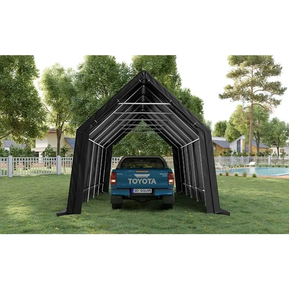 13' X 20' Carport Anti-Snow Outdoor Storage Shelter Shed Instant Garage with Reinforced Ground Bars, Car Canopy