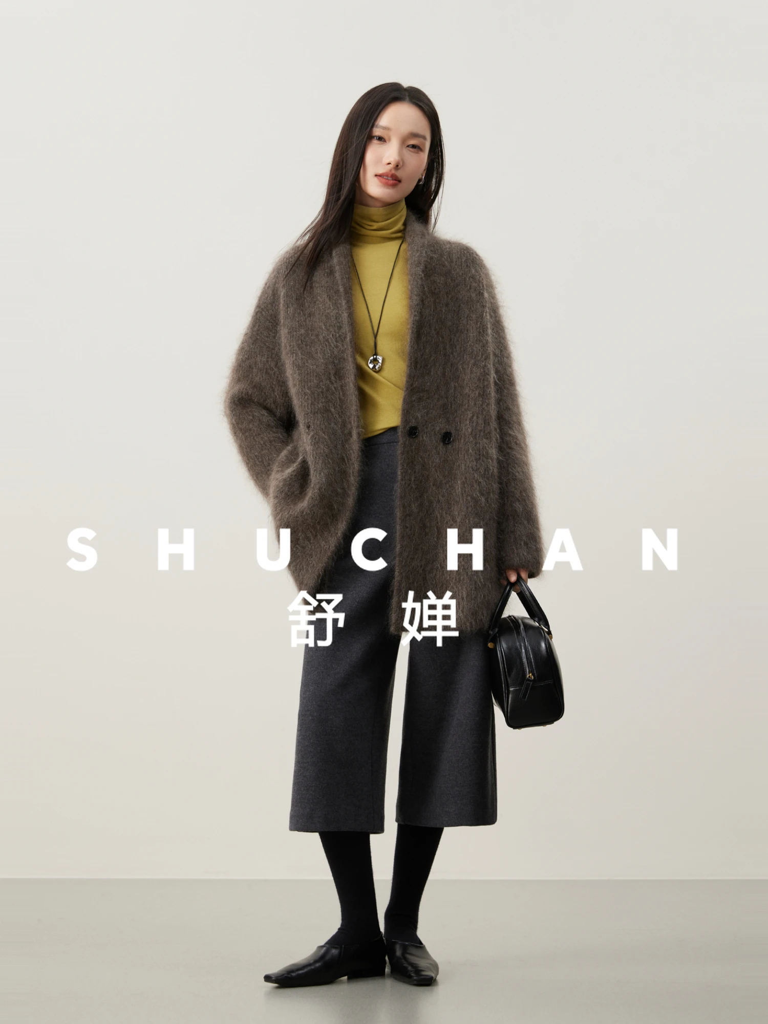 

Cold Beauty Wind Relaxation, Mohair Pulled V-neck Double-breasted Minimalist Lazy Knitted Cardigan women