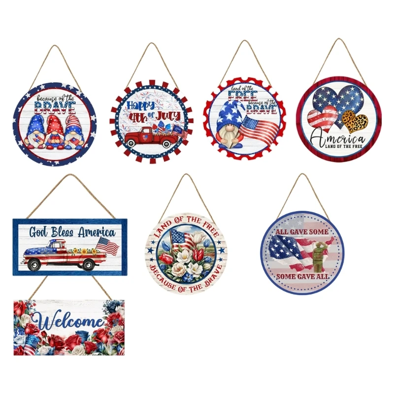 X6HD Independences Day Woods Sign Patriotic Day Decors Wall Hangings Patriotic Theme Decorations Showcases Patriotism