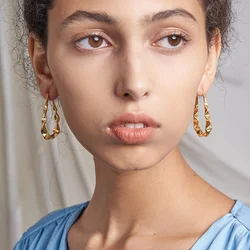 ENFASHION Trendy Raindrops Pendientes Hoop Earrings For Women Gold Color Piercing Earring Fashion Jewelry 2021 Gift E211273
