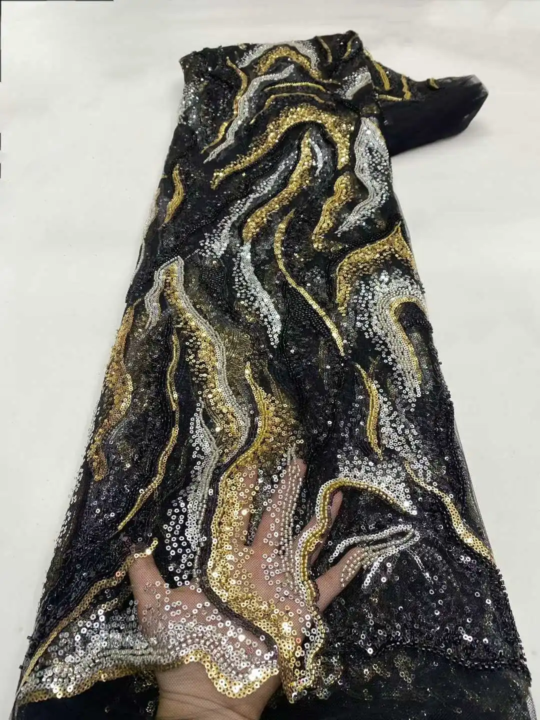 

Элитная французская сетчатая ткань с бисером и кружевом 2026: высококачественные африканские кружевные ткани с пайетками для свадебных платьев в нигерийском стиле