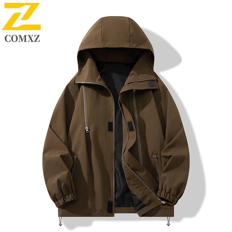 

Men's Jacket 2025 Autumn NewTrendy Hooded Waterproof Windproof Rush Coat Outdoors Camping Hiking Travel Breathable Windbreaker